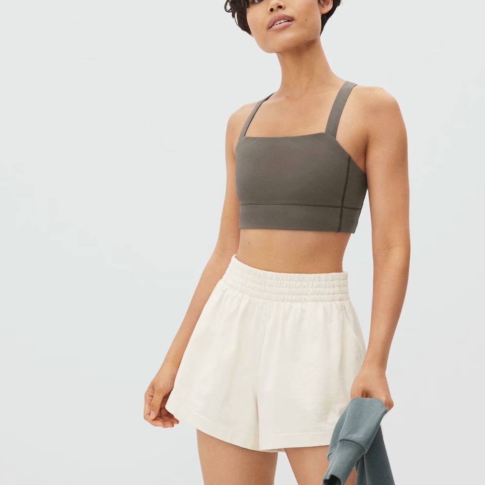 Everlane Grey Taupe Performance Cropped Top/Sports Bra, S